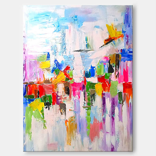 Candy City - Large Abstract Wall Art Colorful Palette Knife Canvas