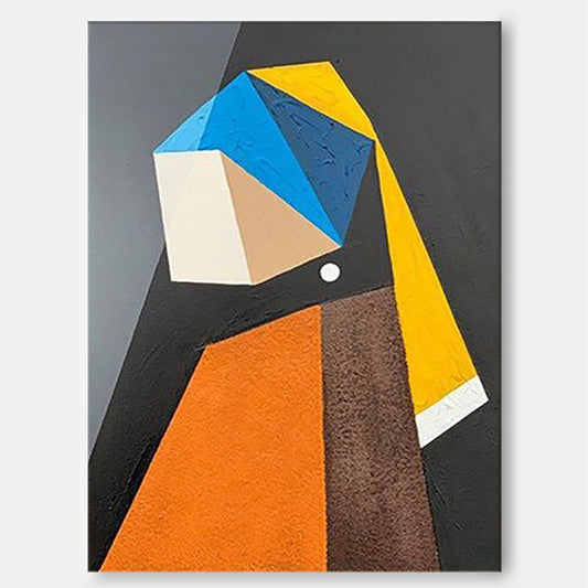 Geometric Pearl - Modern Cubist Style Geometric Wall Art Canvas