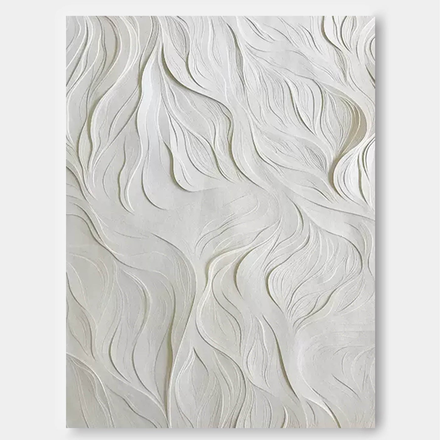 Flowing Forms - Textured White Plaster Wall Art in Wabi Sabi Style