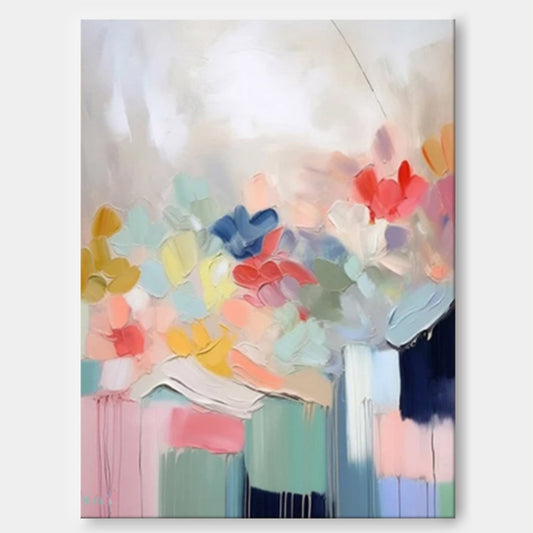 Spring Bouquet - Modern Floral Painting Colorful Abstract Canvas