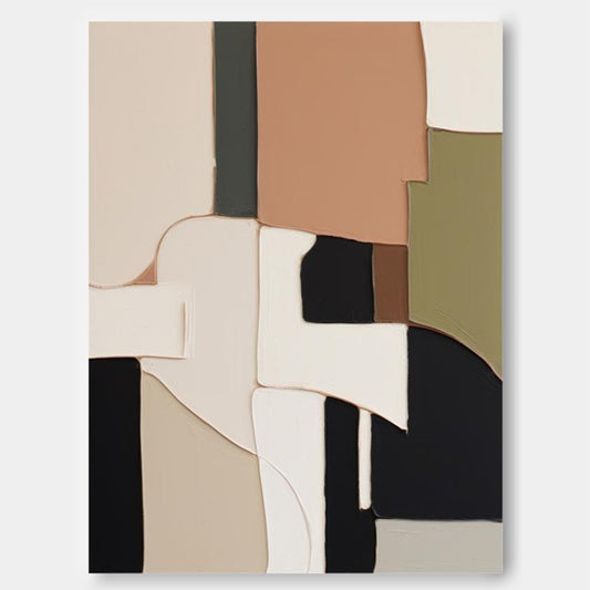 Terra Collage - Textured Black, Brown and Beige Wall Art