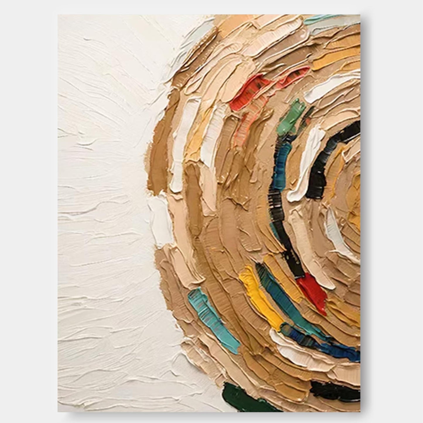 Earthen Swirl - Round Abstract Textured Oil Painting