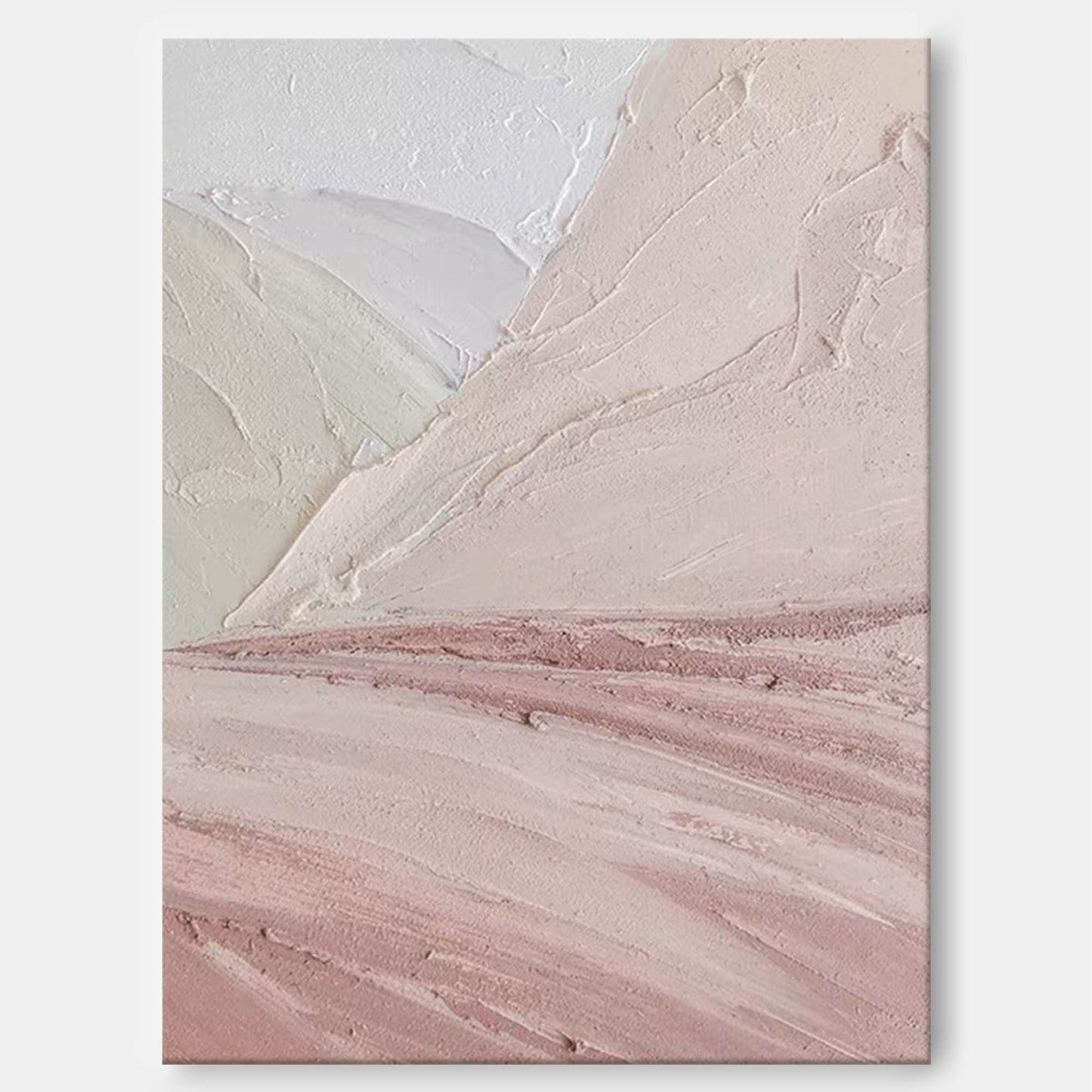 Blush Horizons - Pink Textured Wall Art Abstract Landscape Painting