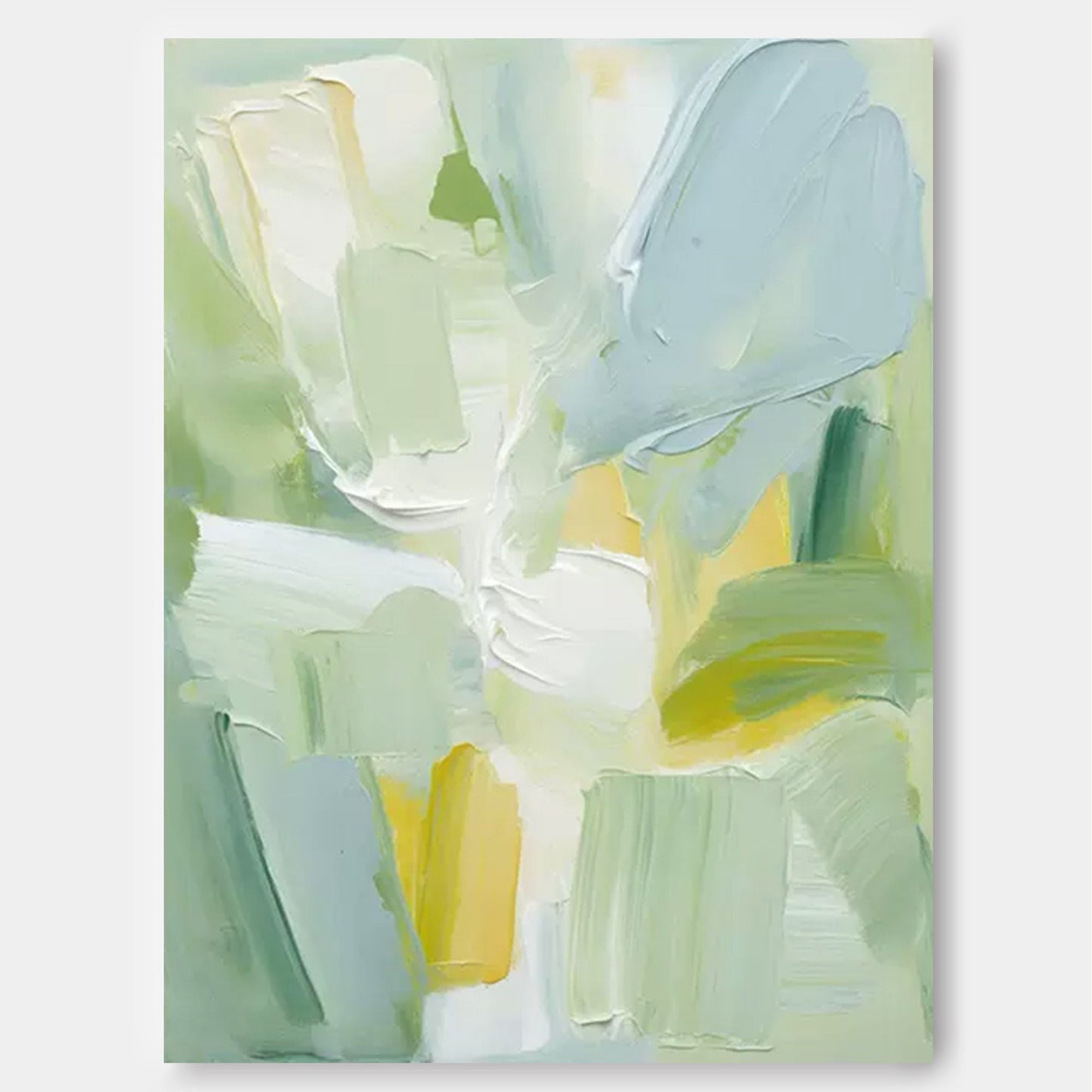 Spring Day - Light Blue and Green Soft Abstract Painting