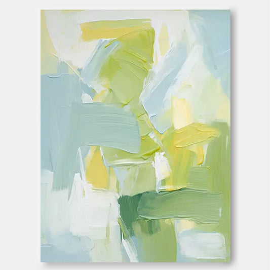 Spring Breeze - Green and Yellow Light Blue Wall Art
