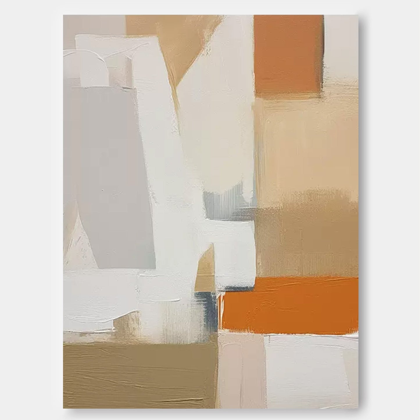 Earthen Forms - Neutral Abstract Canvas Paintings with Warm Terracotta Tones