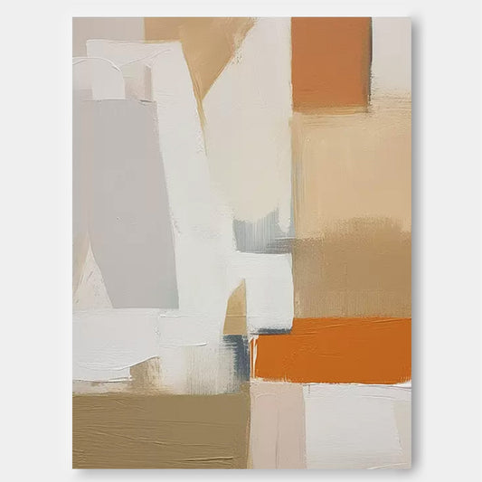 Earthen Forms - Neutral Abstract Canvas Paintings with Warm Terracotta Tones