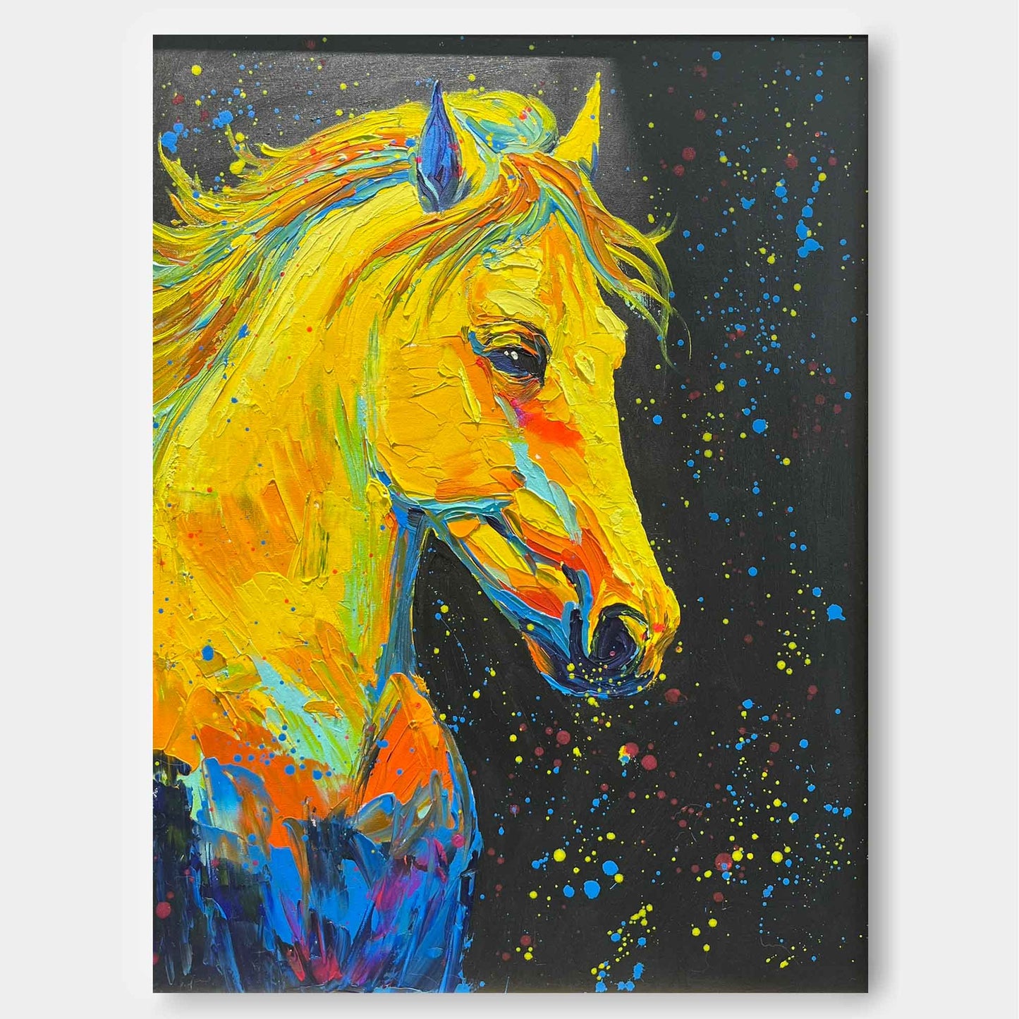 Cosmic Stallion - Pop Art Graffiti Wall Art, Yellow Horse Painting