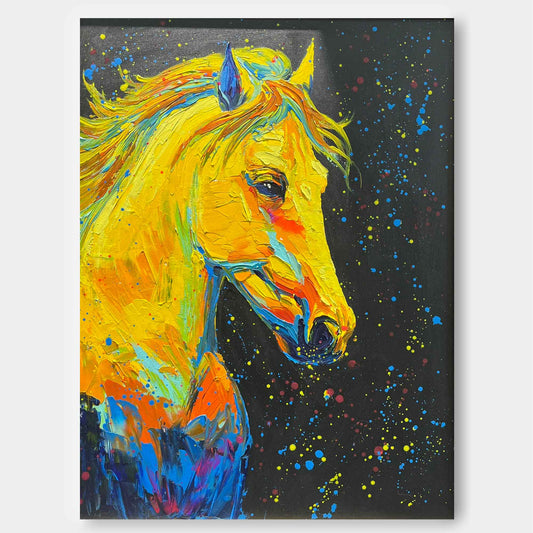 Cosmic Stallion - Pop Art Graffiti Wall Art, Yellow Horse Painting