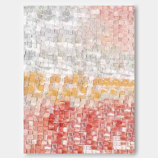 Woven Light - Abstract Texture Painting in Blush Pink and Yellow