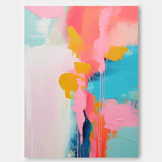 Summer Sorbet - Pink and Yellow Abstract Expressionism Painting