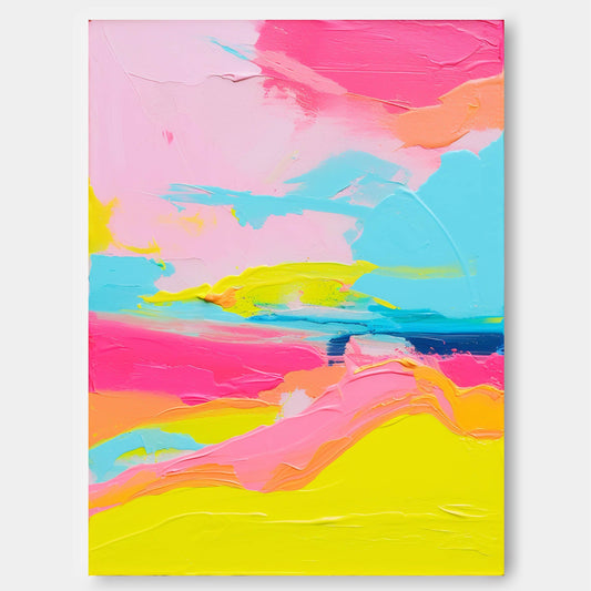 Summer Bliss - Happy Abstract Bright Wall Art with Heavy Texture