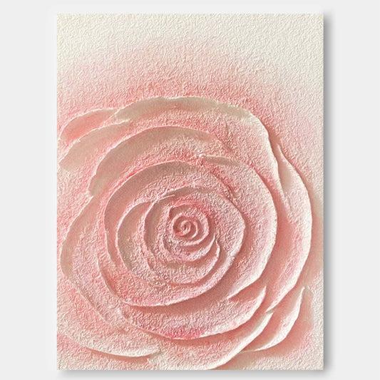 Textured Pink Rose Wall Art - Blush Pink Floral Canvas Painting