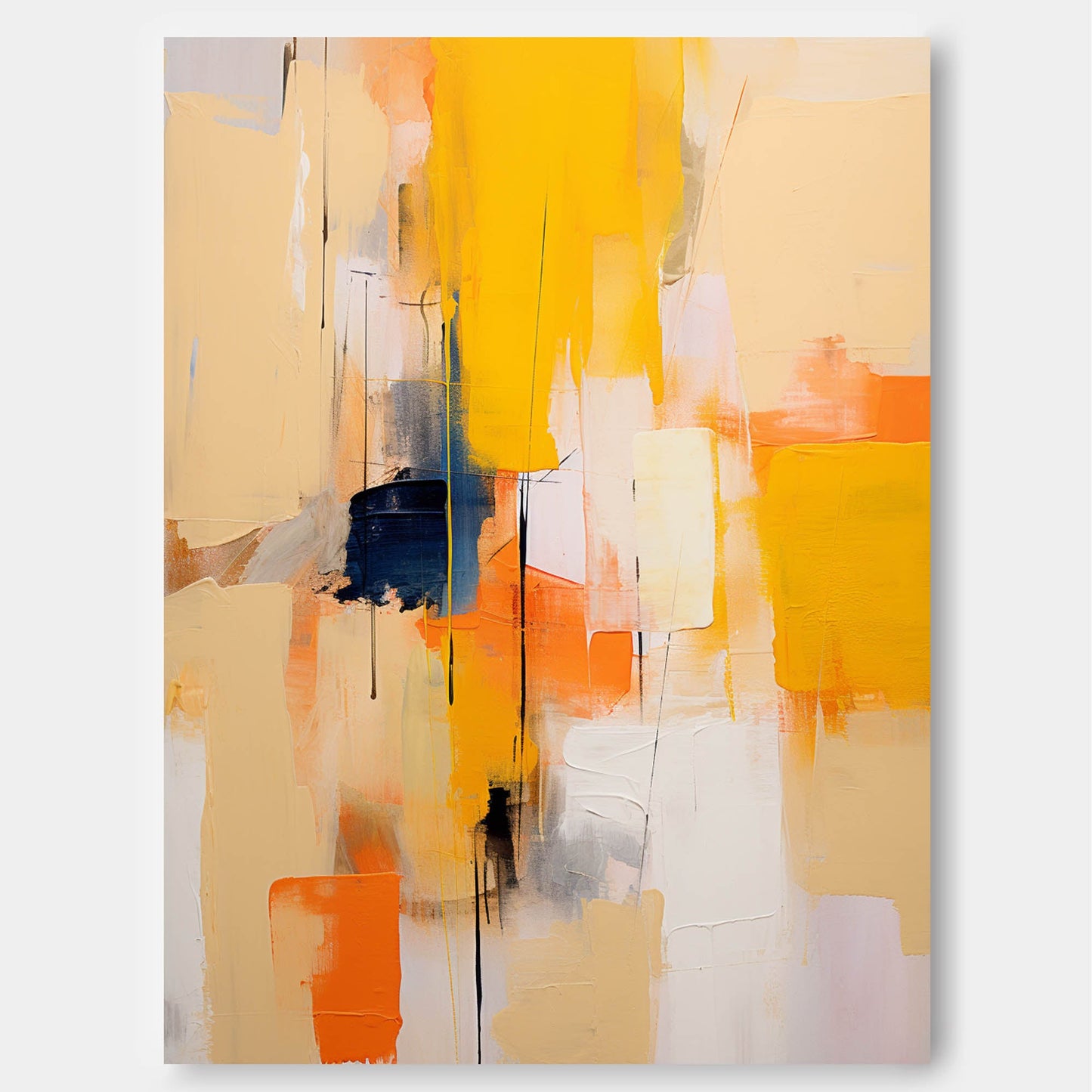 Urban Sunshine - Modern Yellow Art, Vertical Abstract Wall Art