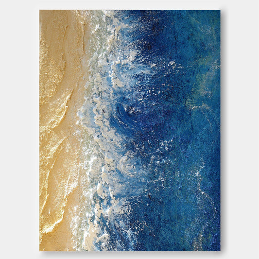 Ocean Vista - Textured Beach Scene Wall Art, 3D Coastal Painting