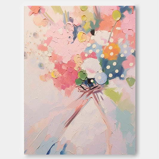 Whimsical Bouquet - Textured Abstract Floral Canvas Wall Art