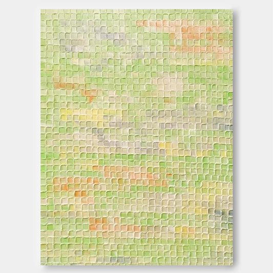 Serene Meadow - Calming Green Abstract Art, Heavy Texture Painting