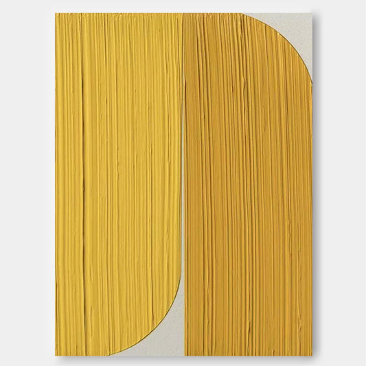 Golden Divide - Minimalist Abstract Geometric Painting with Heavy Texture