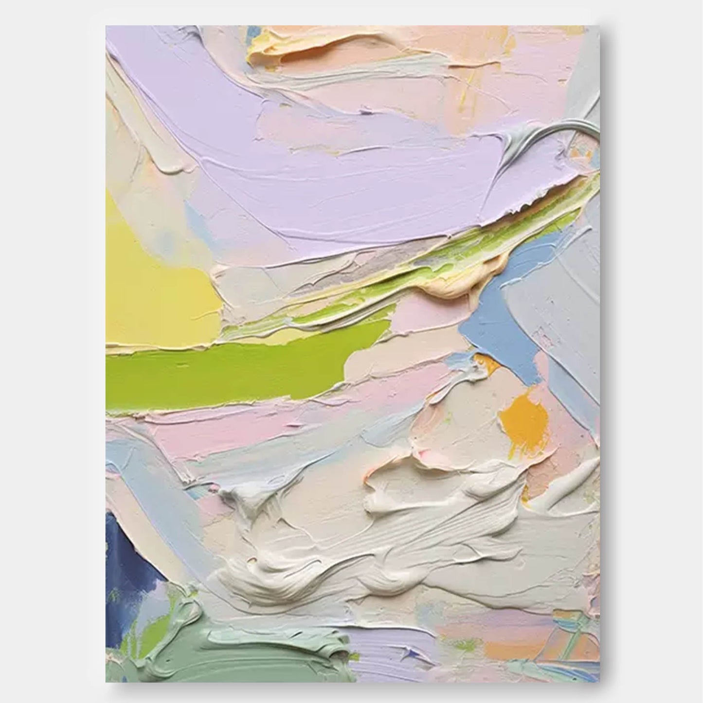 Spring Frosting - Pastel Lavender Abstract Art with Impasto Texture