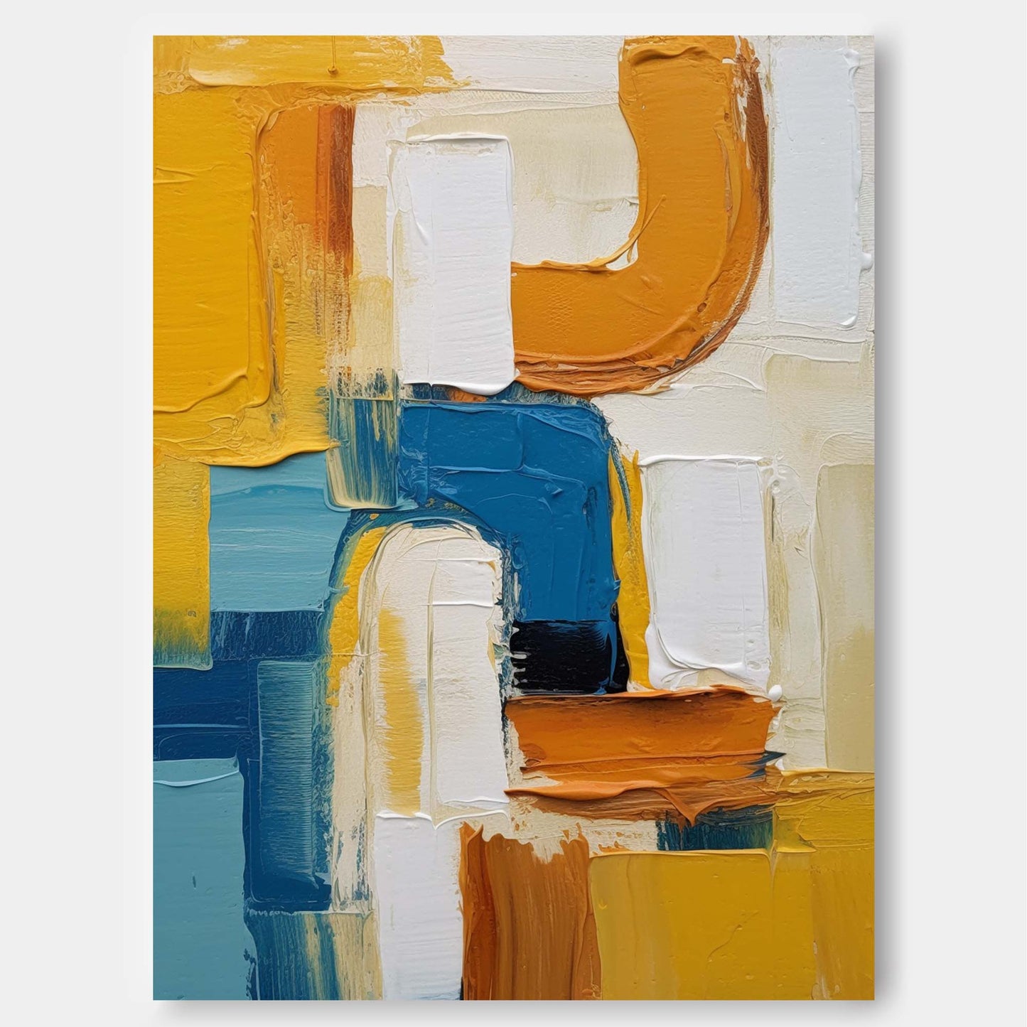 Coastal Forms - Blue and Yellow Abstract Acrylic Painting
