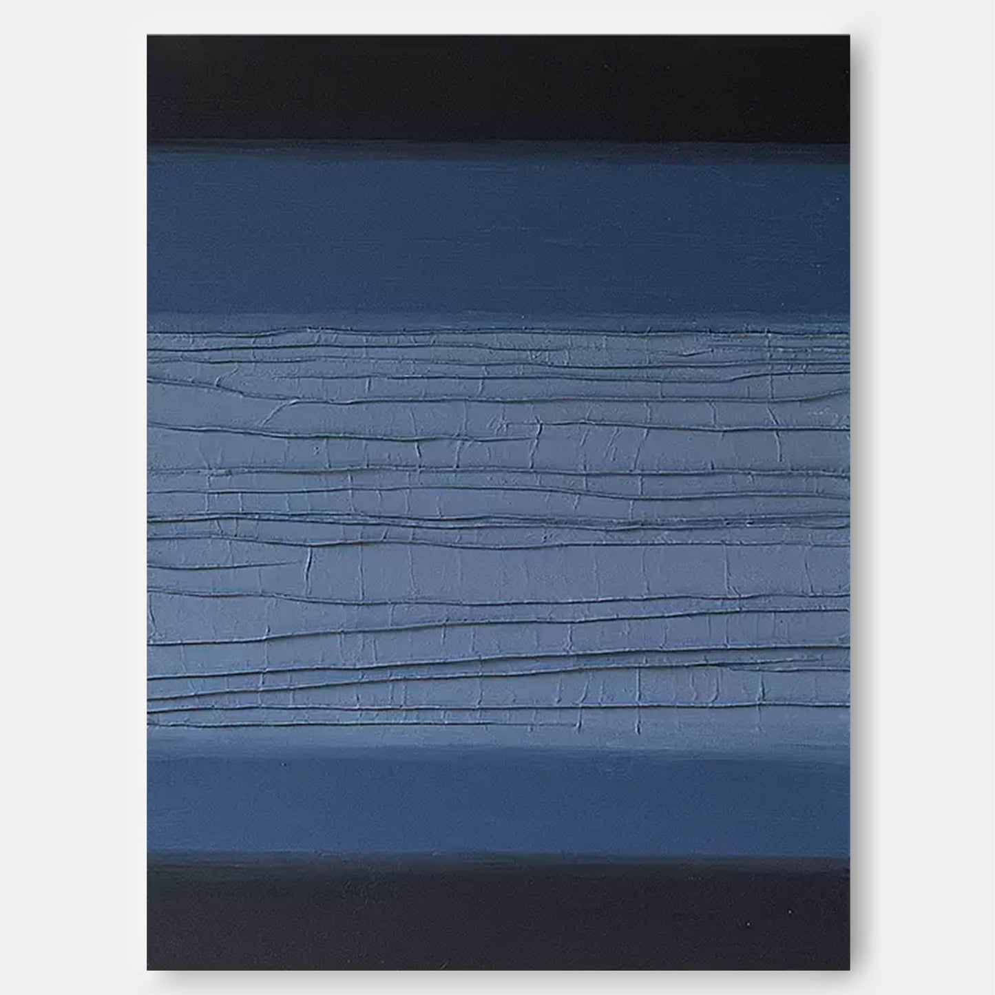 Deep Horizons - Textured Blue and Black Art in Minimalist Style