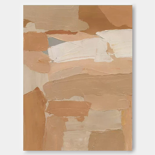 Earthy Layers - Minimalist Beige Texture Painting on Canvas
