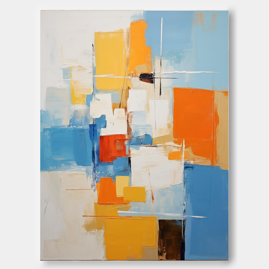 City Blocks - Modern Abstract Vertical Wall Art Canvas