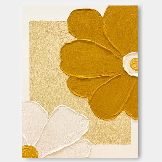 Golden Petals - Modern Minimal 3D Floral Wall Art
