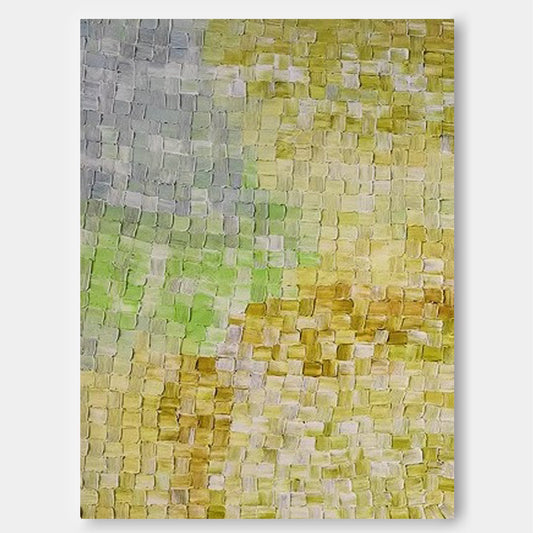 Meadow Weave - Calming Green and Gray Texture Painting