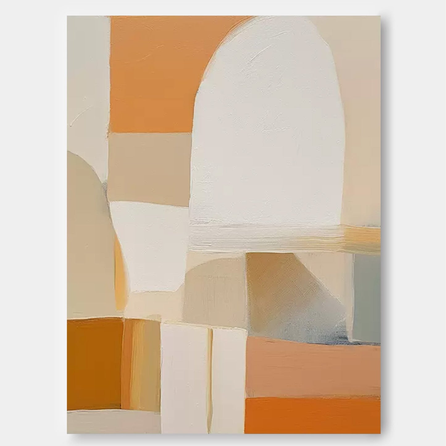 Serene Archway - Japandi Wall Art, Modern Minimal Brown and Cream Painting