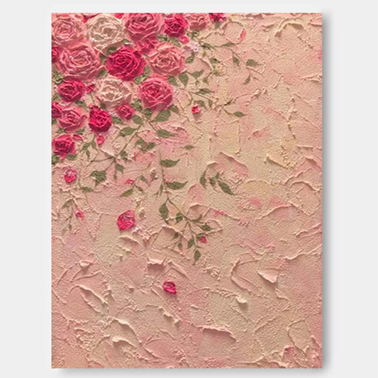 Vintage Bloom - Textured Rose Wall Art, Shabby Chic Painting