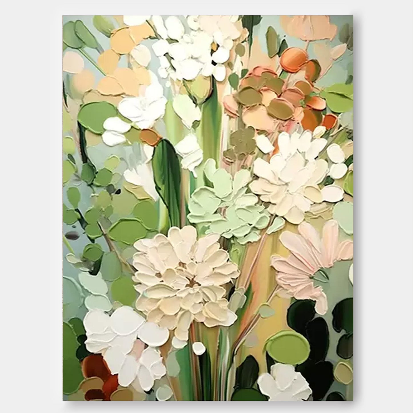 Spring Bloom - Textured White Flower Wall Art with Impasto Details