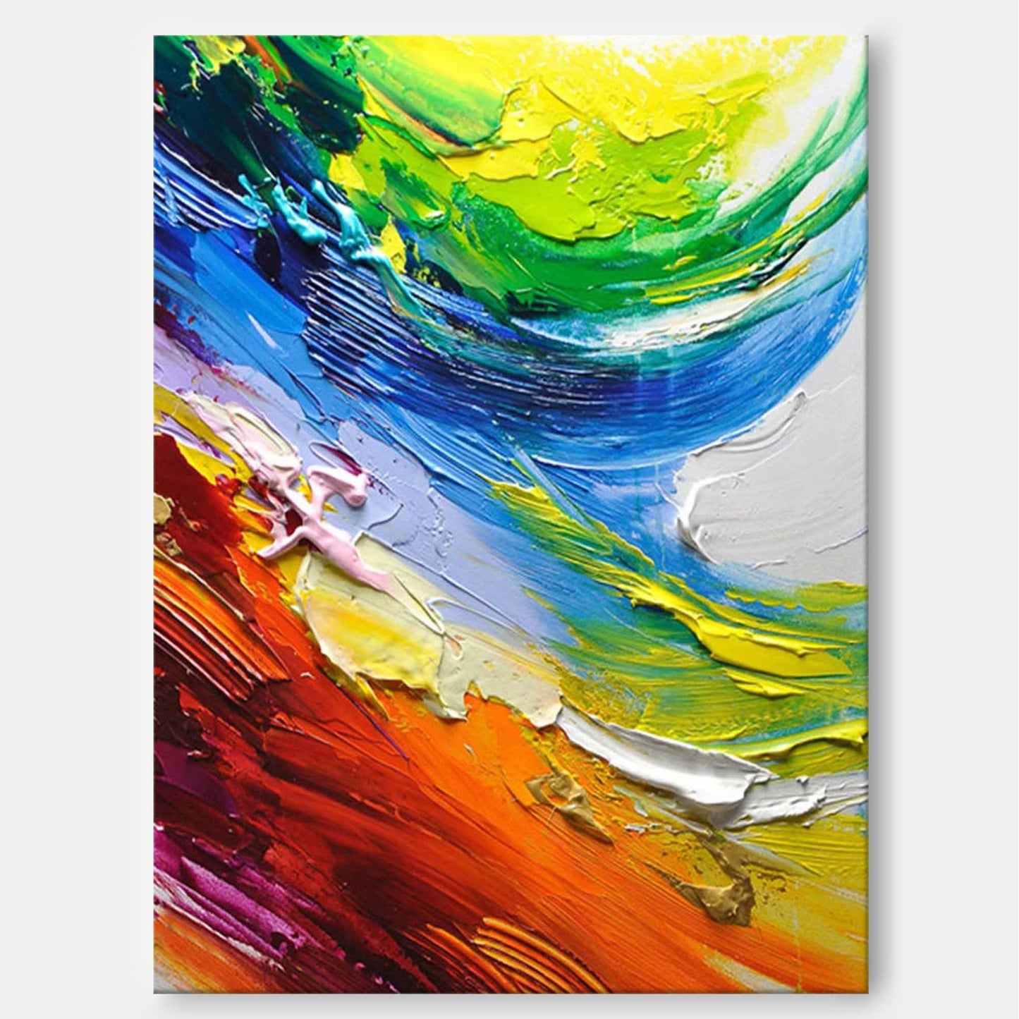 Spectrum Swirl - Colorful Abstract Painting Palette Knife Canvas