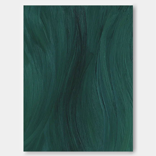 Deep Current - Moody Dark Green Painting with Flowing Texture