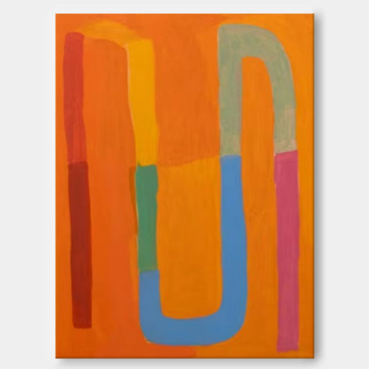 Vibrant Pathways - Modern Colorful Abstract Painting on Canvas for Living Room Decor