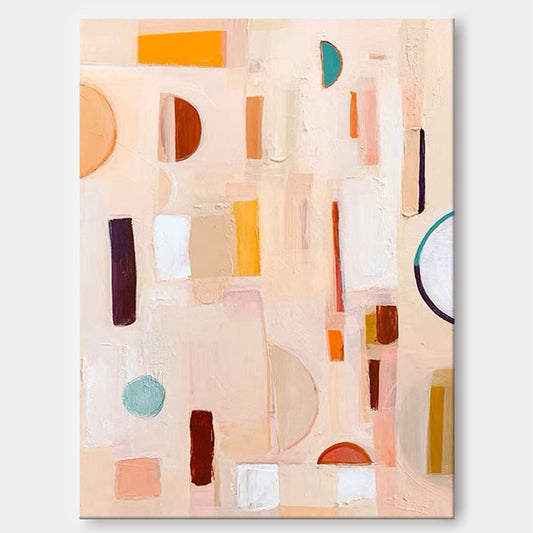 Soft Geometry - Beige and Orange Boho Wall Art Canvas Painting