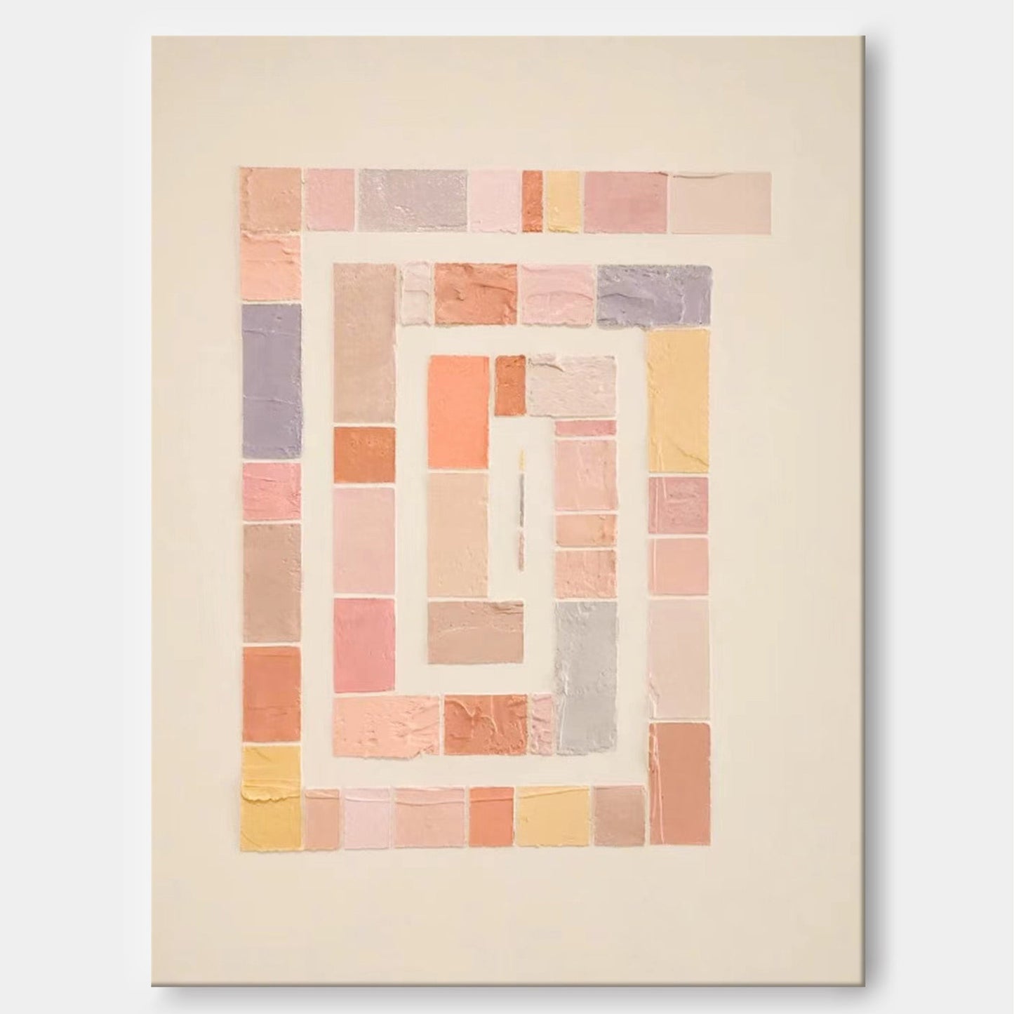 Pastel Maze - Minimalist Abstract Art Geometric Canvas