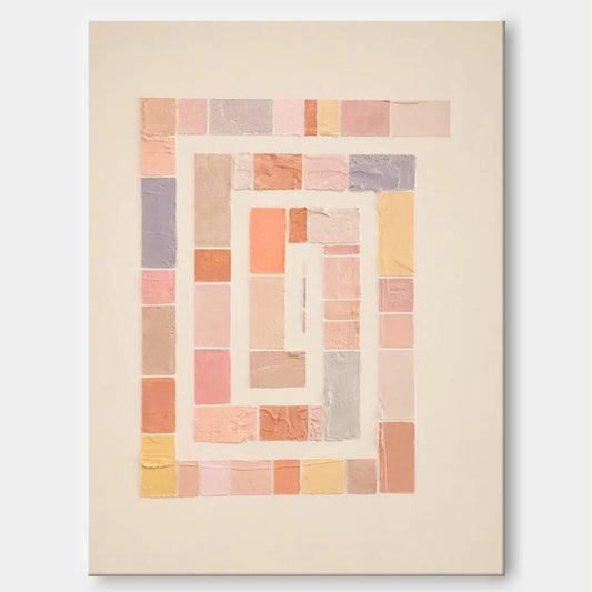 Pastel Maze - Minimalist Abstract Art Geometric Canvas