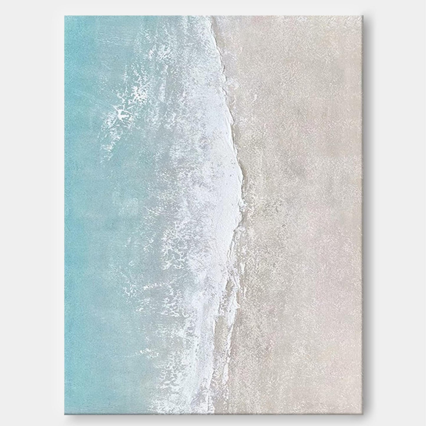 Serene Shore - Beach Wall Art Textured Aerial Ocean Painting