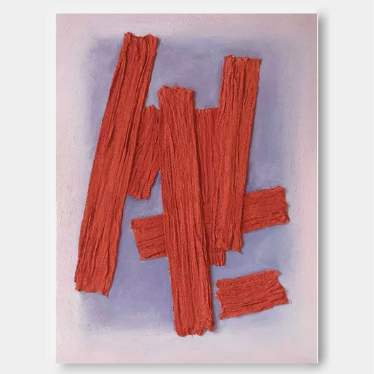 Crimson Weave - Bold Abstract Red Art, Textured Fabric Painting