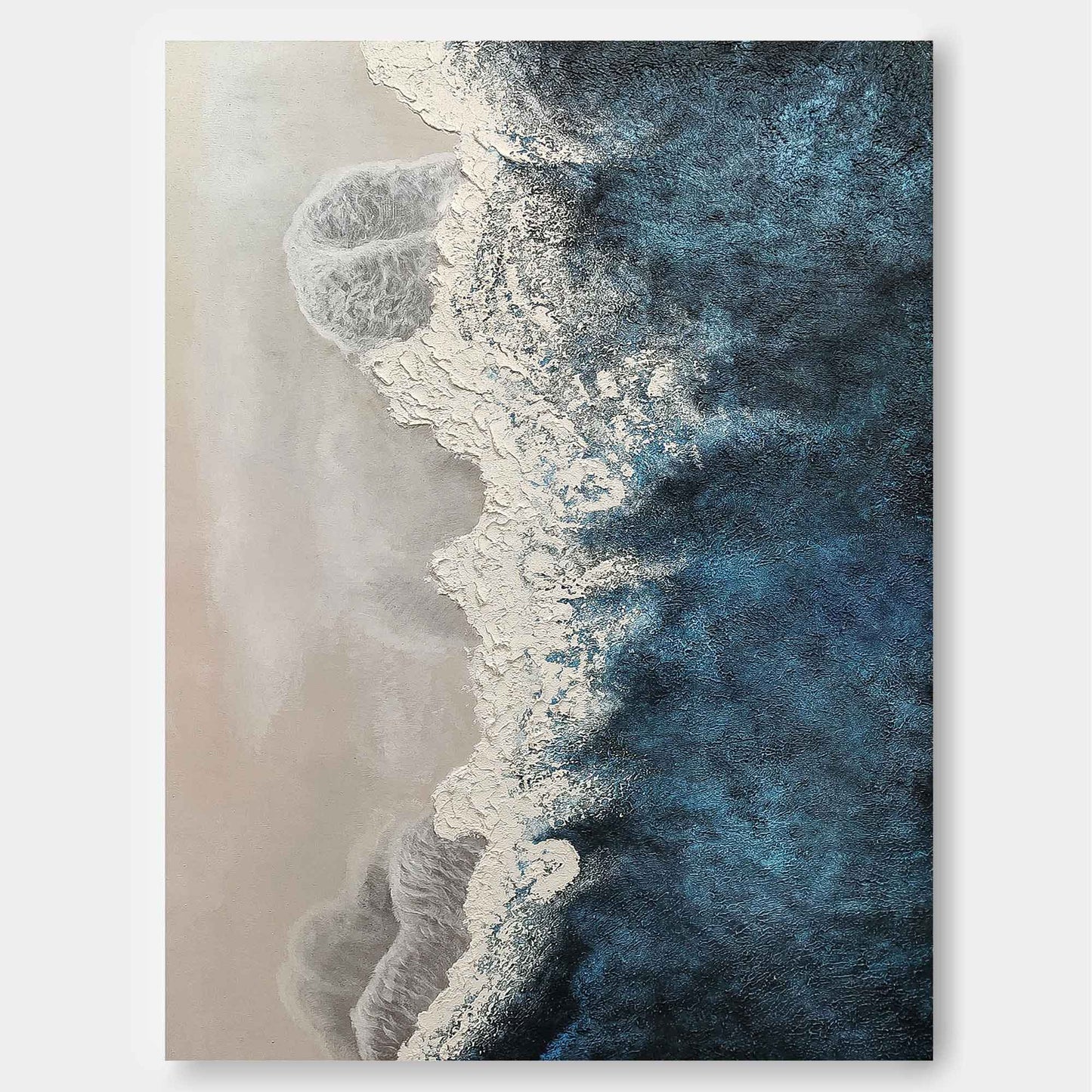 Ocean Crest - Textured 3D Coastal Wall Art, Blue and White