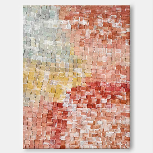Woven Earth - Terracotta Mosaic Wall Art Textured Canvas