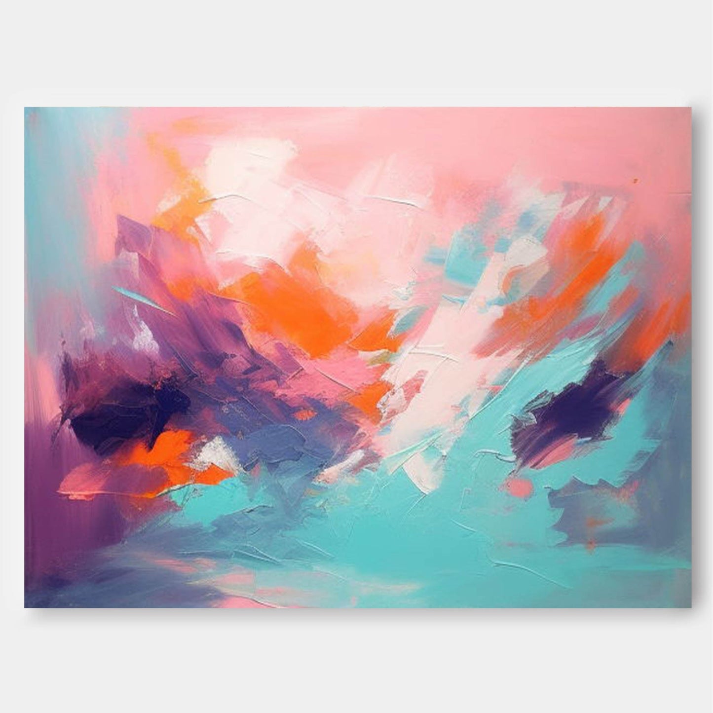 Sunset Dream - Pink and Orange Abstract Painting Horizontal Canvas