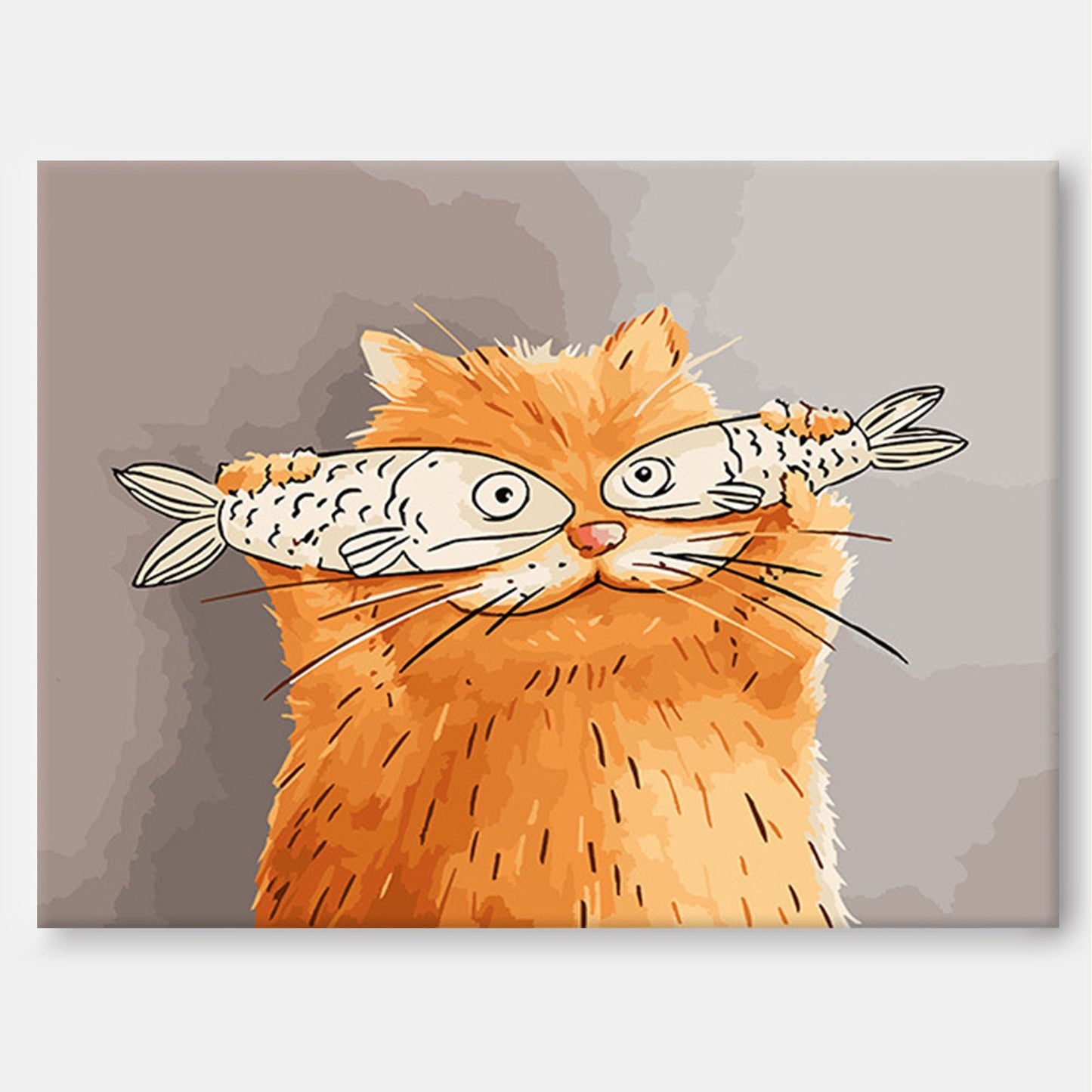Fish Glasses - Funny Wall Art Quirky Cat Canvas Painting
