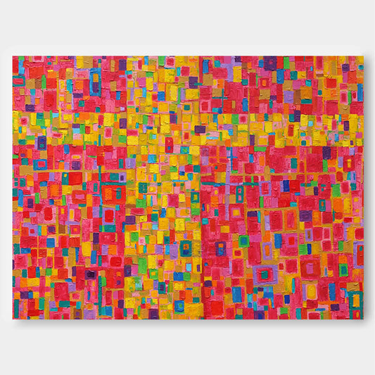 Pixelated Joy - Contemporary Colorful Art, Multicolor Textured Oil Painting