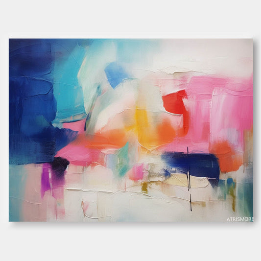 Chromatic Burst - Vibrant Wall Art, Large Horizontal Expressionist Painting