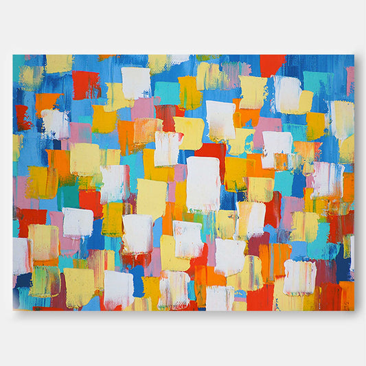 Urban Mosaic - Colorful Abstract Art Squares, Contemporary Canvas Painting