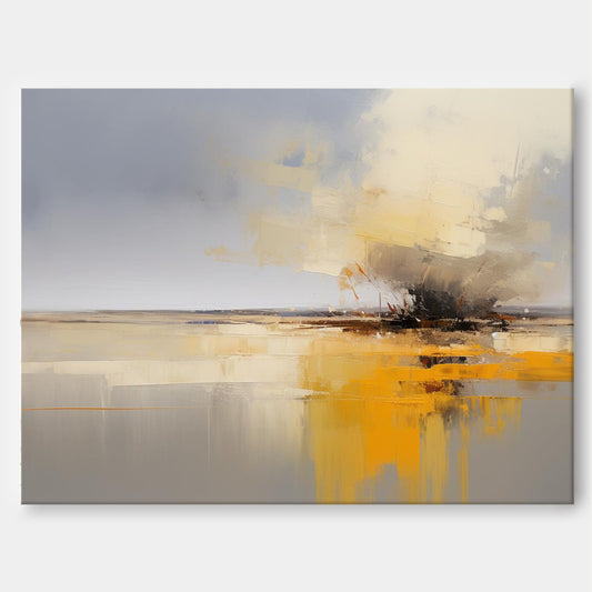 Stormy Gold - Grey and Yellow Wall Art Abstract Landscape Canvas