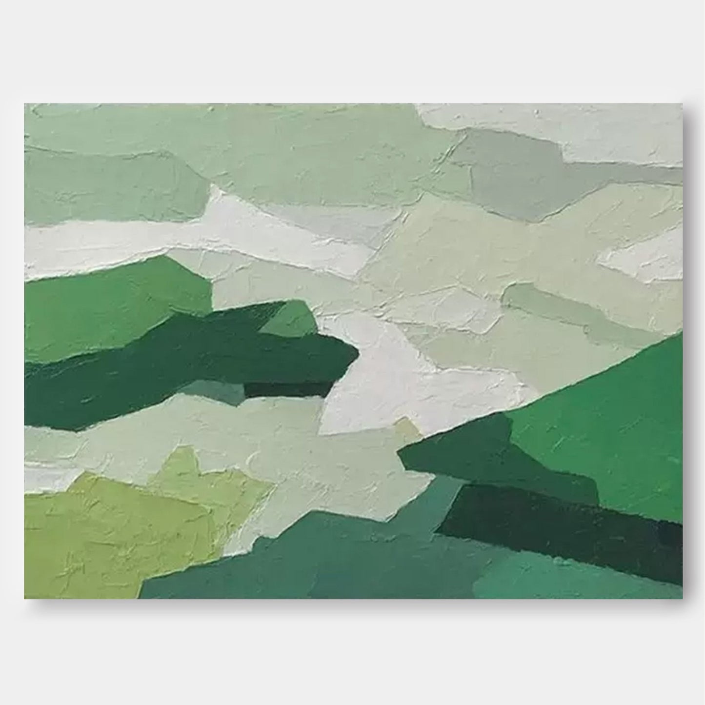 Emerald Hills - Serene Landscape Art Abstract, Textured Green Mountain Painting