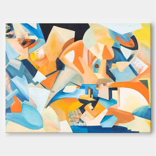 Geometric Energy - Modern Abstract Art Colorful Cubist Canvas